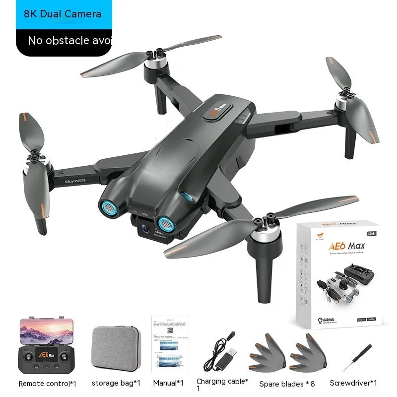HD aerial photography GPS brushless motor drone with 8K camera, black, folding design