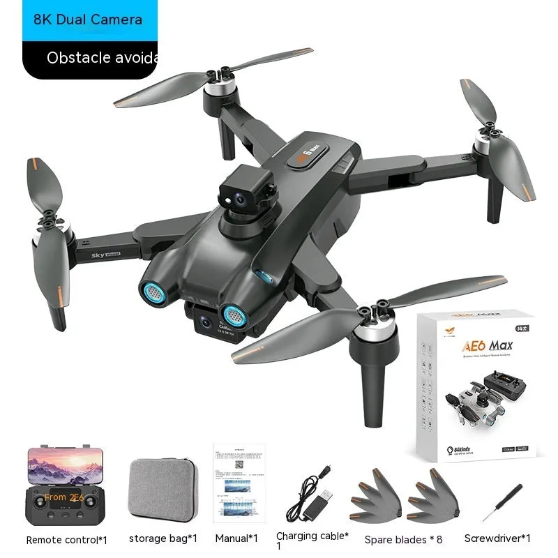 HD aerial photography GPS brushless motor drone with 8K camera, black, folding design