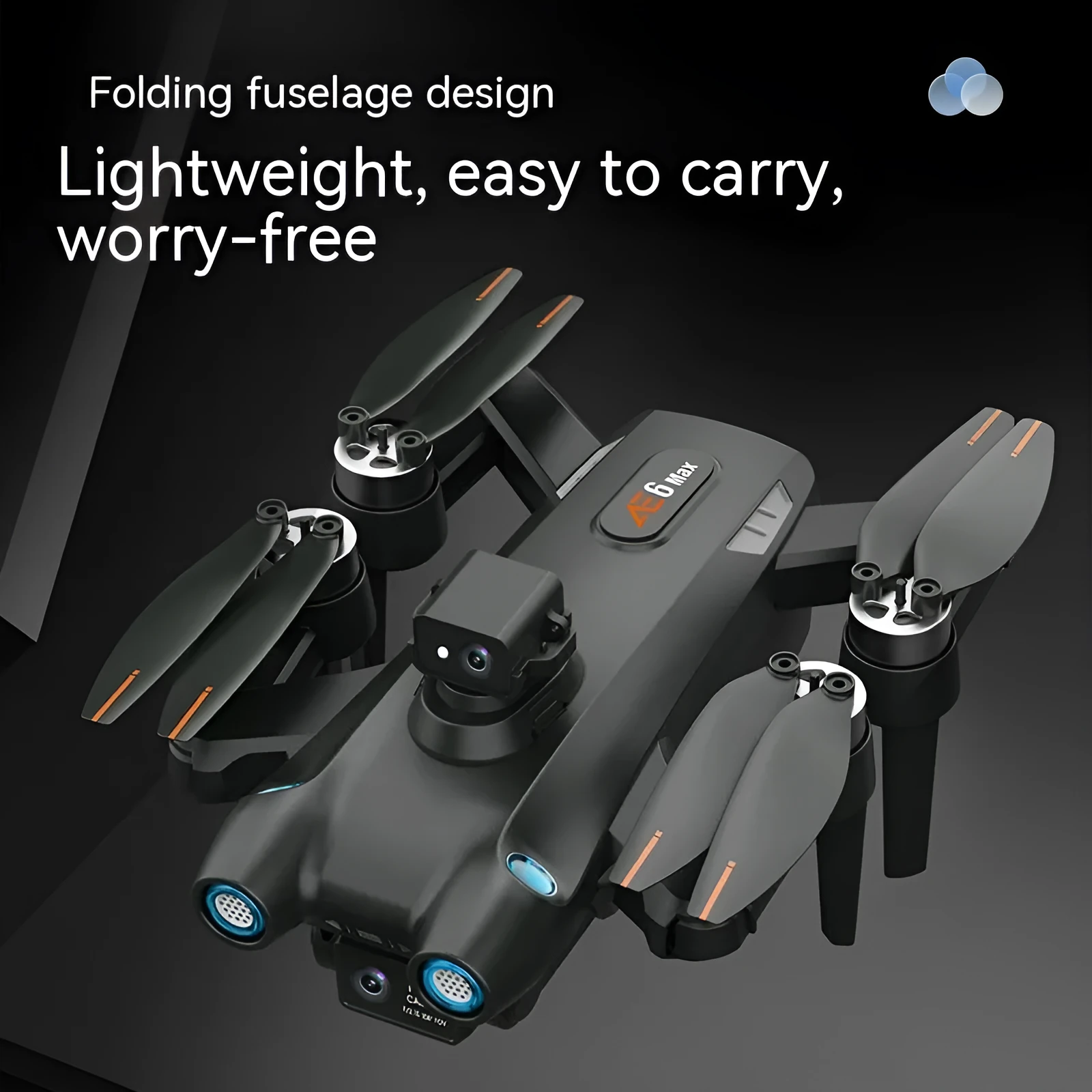 HD aerial photography GPS brushless motor drone with 8K camera, black, folding design