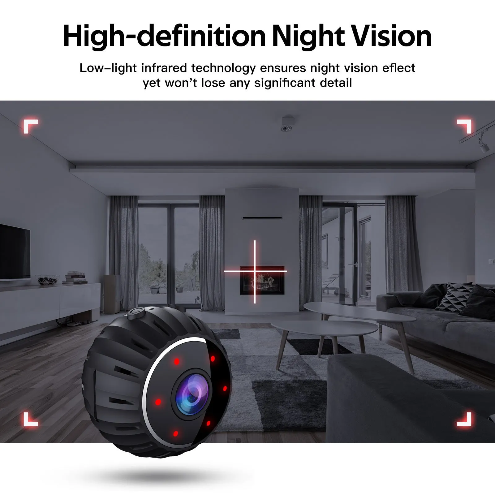 X10 compact infrared night vision sports camera in black, 30 x 23mm ABS body with bracket and accessories