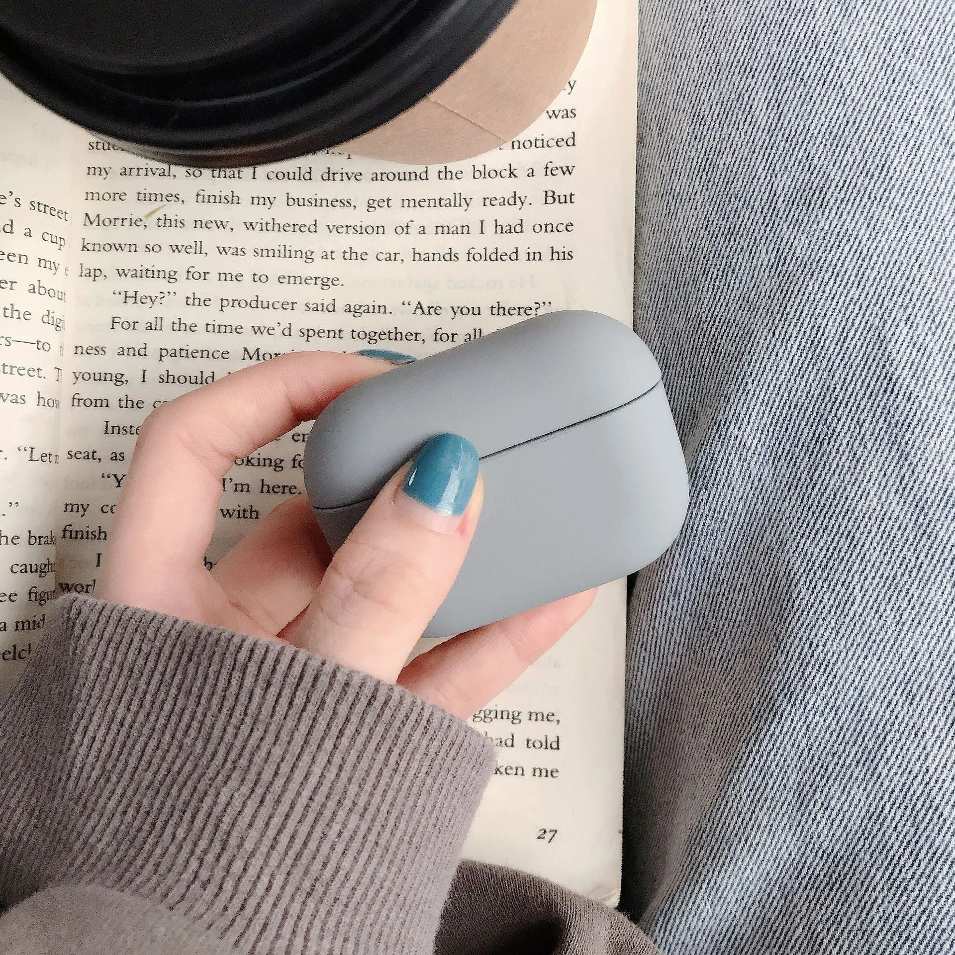 Plastic protective sleeve for AirPods case in solid colour, back-cover style with cutouts for port and lid