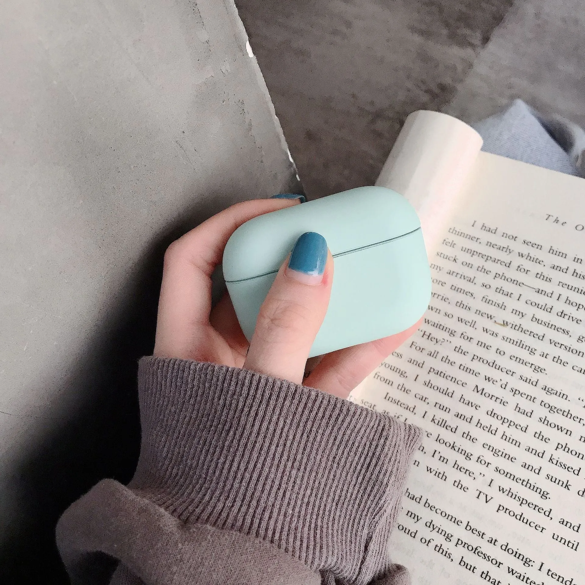 Plastic protective sleeve for AirPods case in solid colour, back-cover style with cutouts for port and lid