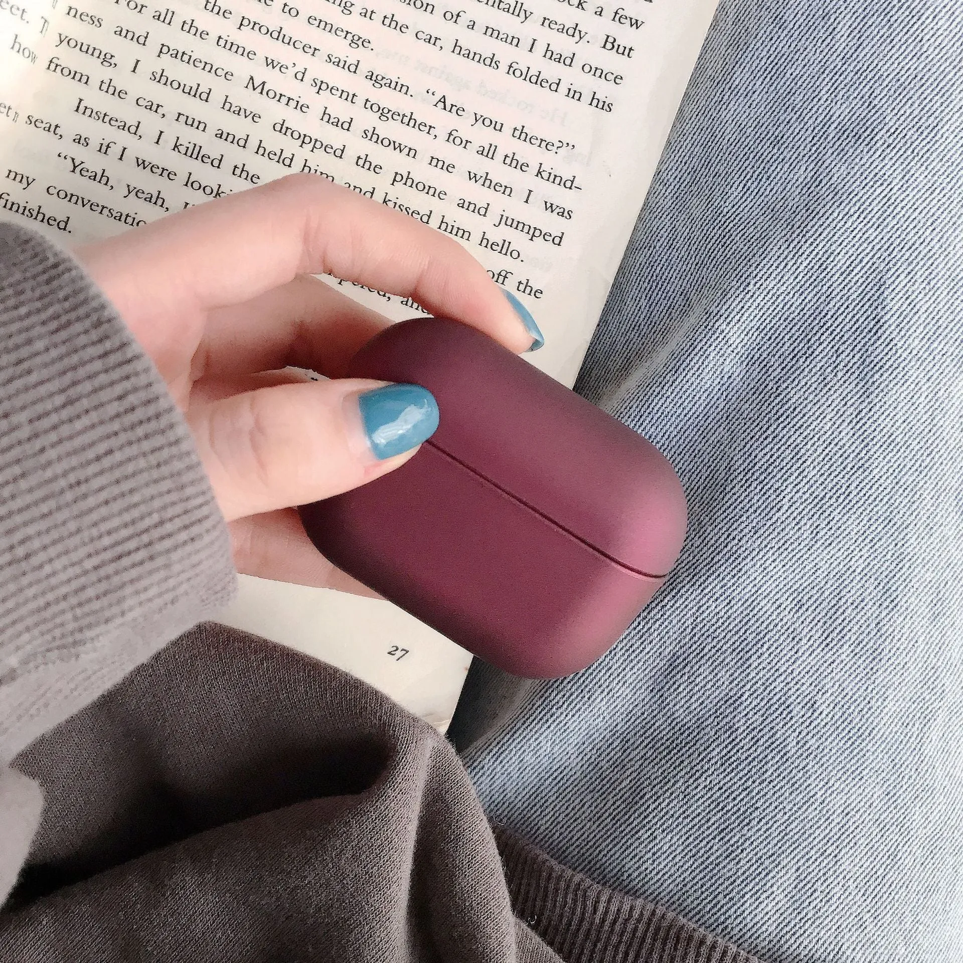 Plastic protective sleeve for AirPods case in solid colour, back-cover style with cutouts for port and lid
