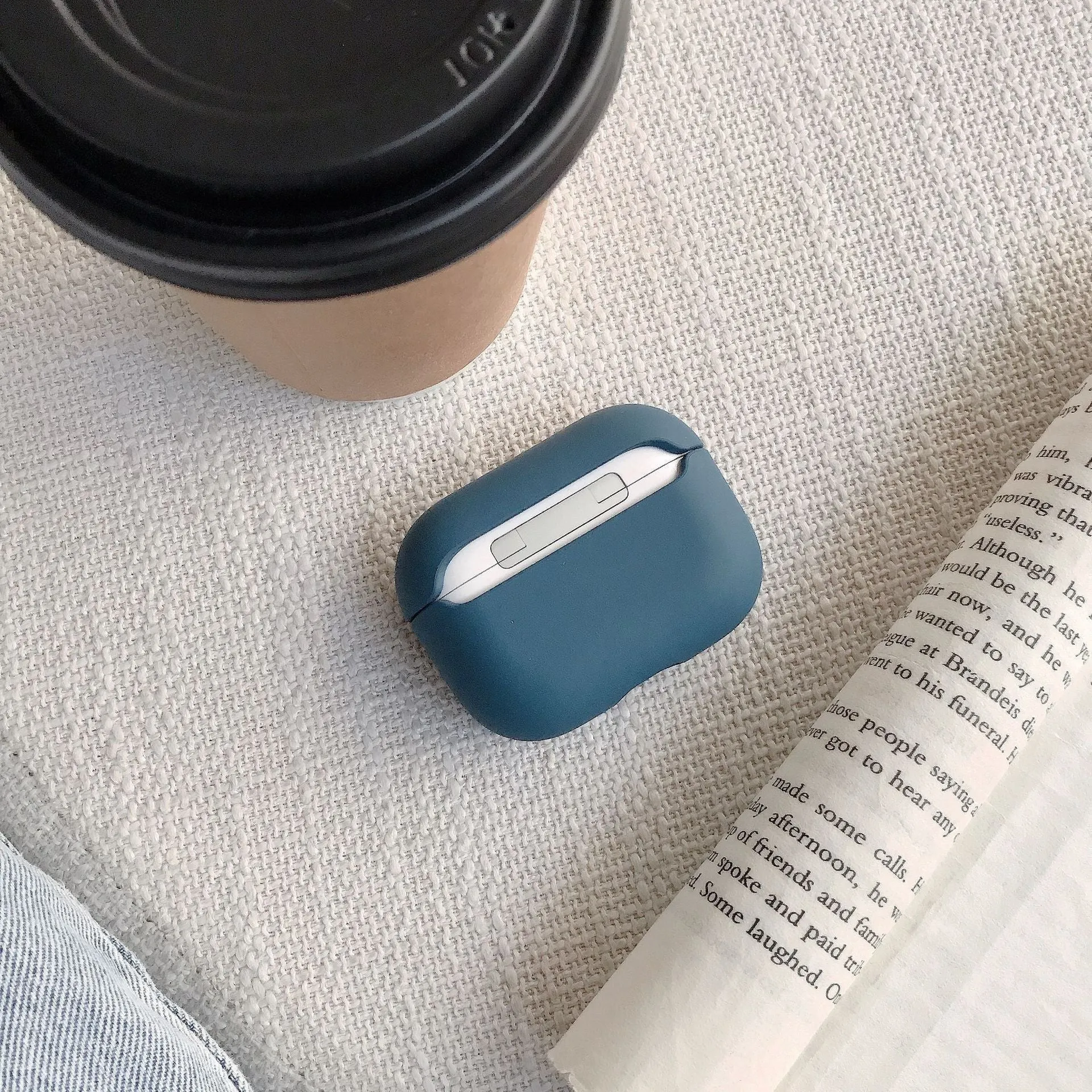 Plastic protective sleeve for AirPods case in solid colour, back-cover style with cutouts for port and lid