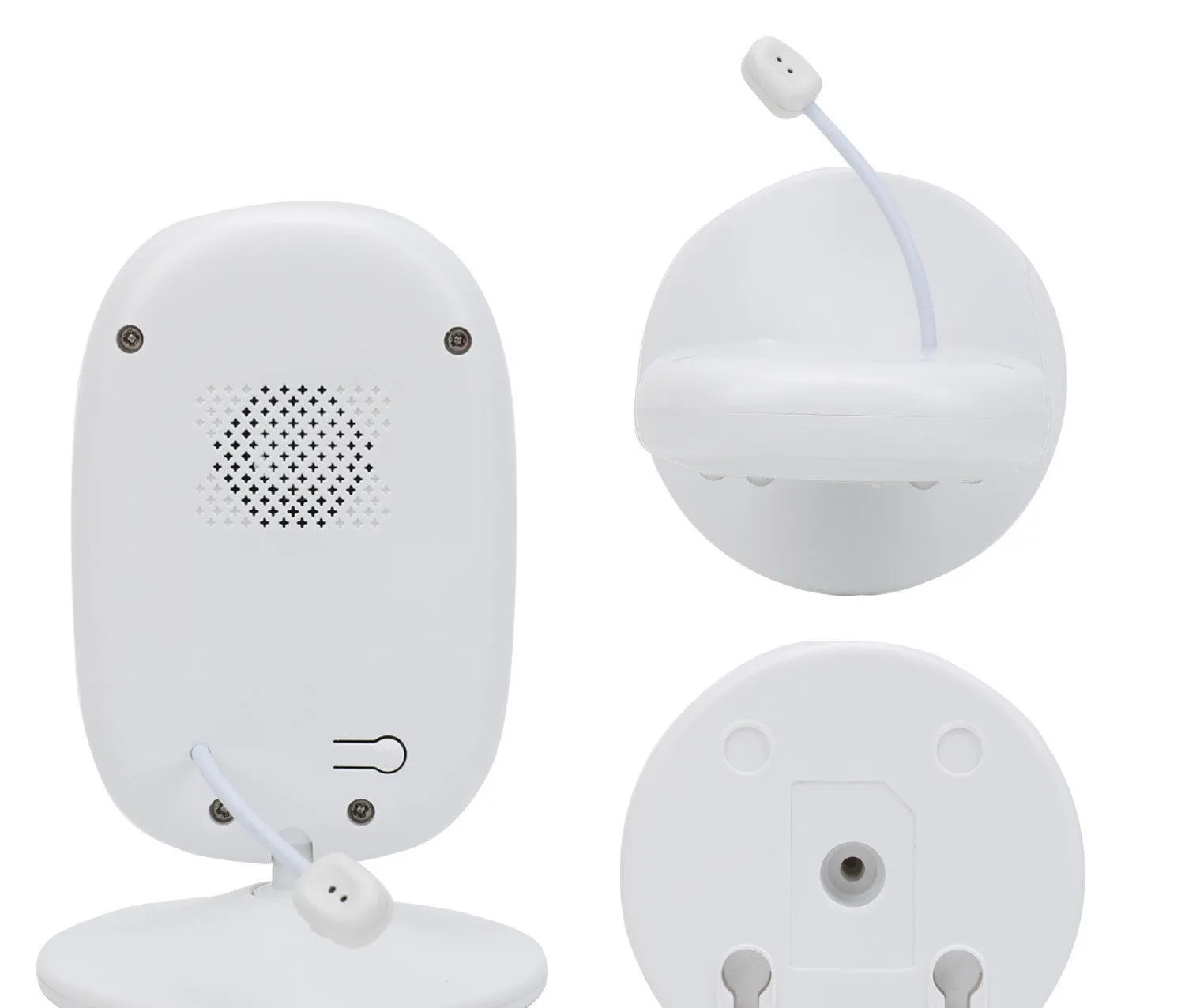 Wireless 4.3 inch baby monitor with night vision, two-way intercom, and temperature display on a white background