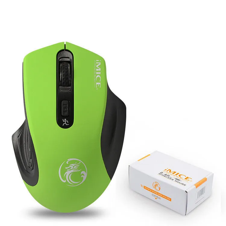 2.4G wireless silent ergonomic mouse in black with four buttons and USB receiver