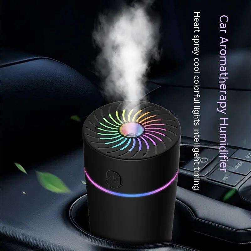 Car USB mini humidifier with aromatherapy function in black and white colour options