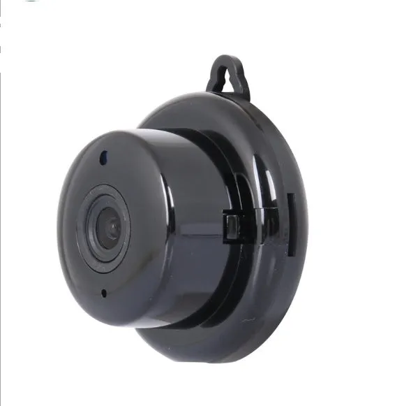 V380 white wireless indoor security camera with 1080P lens and night vision mounted on a wall