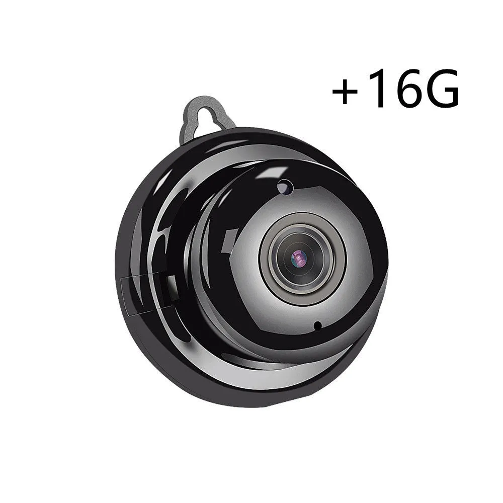 V380 white wireless indoor security camera with 1080P lens and night vision mounted on a wall