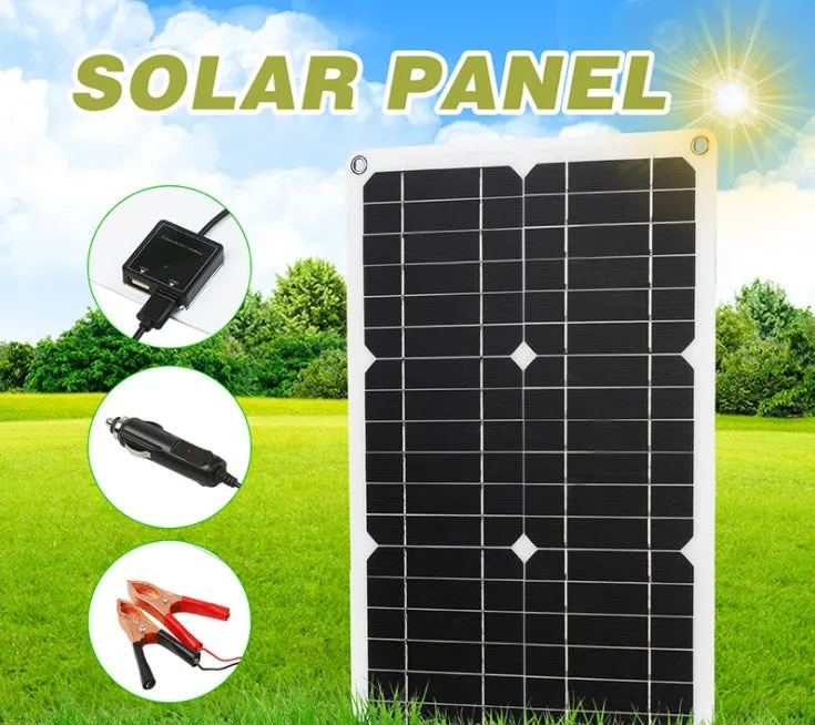Black and white 180W monocrystalline solar panel with PET surface and ABS controller on a flat surface