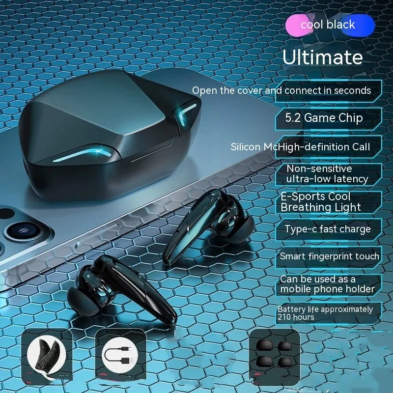 Wireless Bluetooth gaming headset in black, Bluetooth 5.3, 12mm speaker, low latency design
