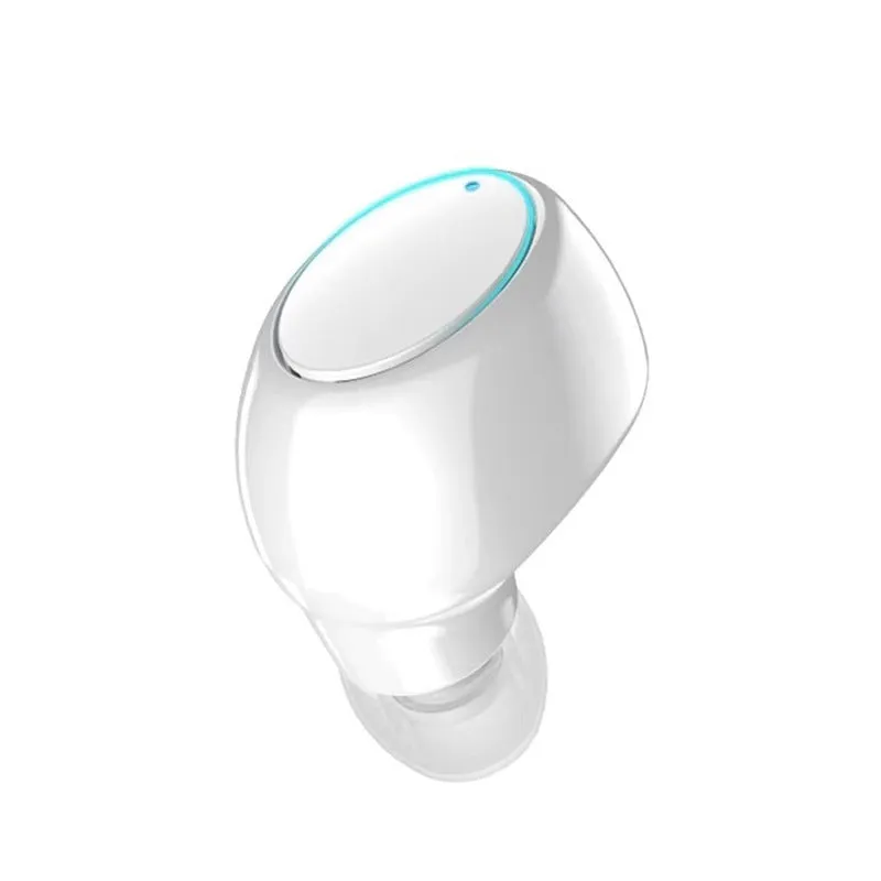 Black Bluetooth 5.0 wireless in-ear earbuds with charging case on white background