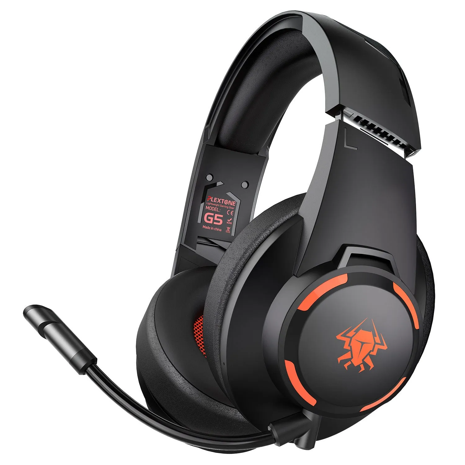 G5 low latency foldable Bluetooth headset in cement grey with detachable microphone and USB-C cable