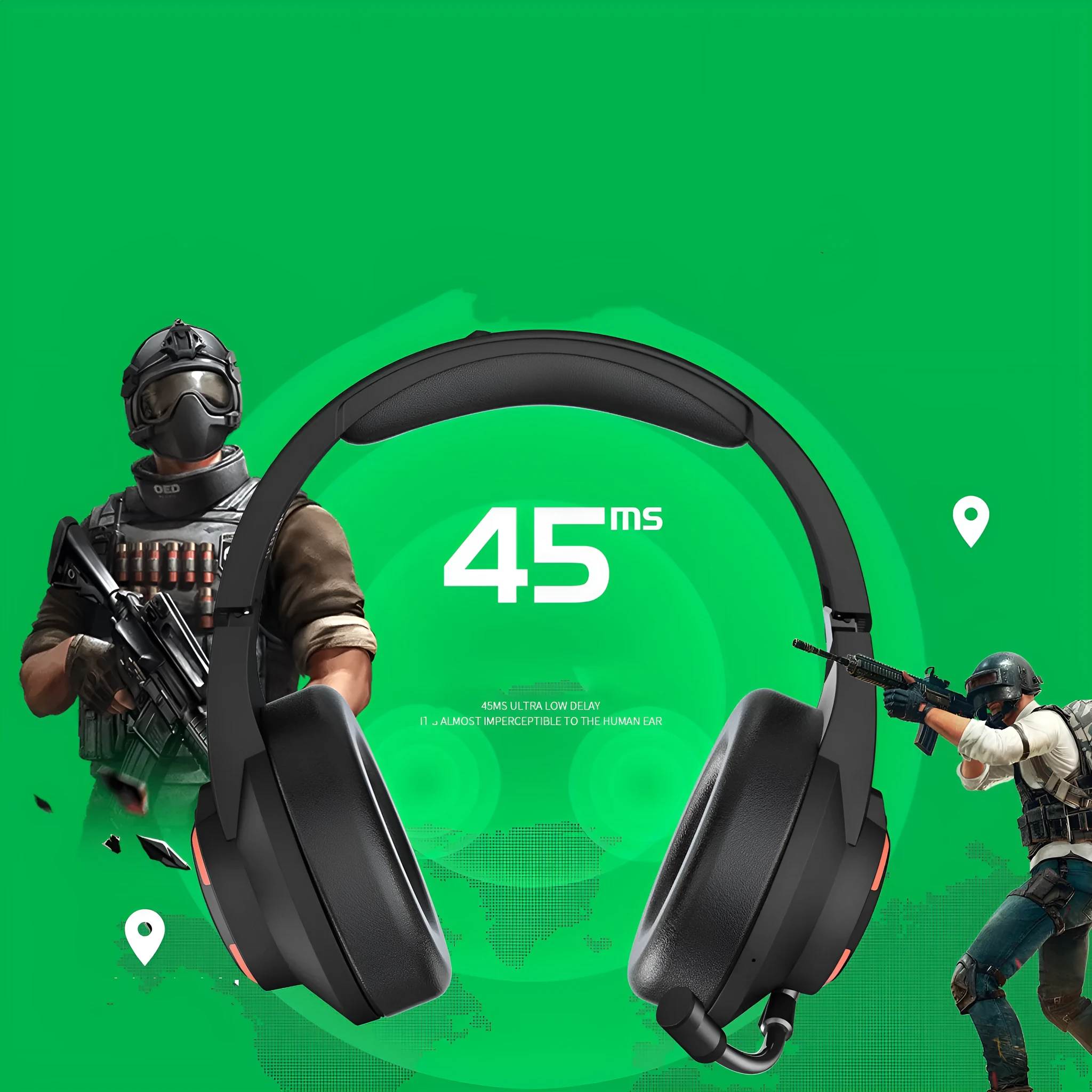 G5 low latency foldable Bluetooth headset in cement grey with detachable microphone and USB-C cable