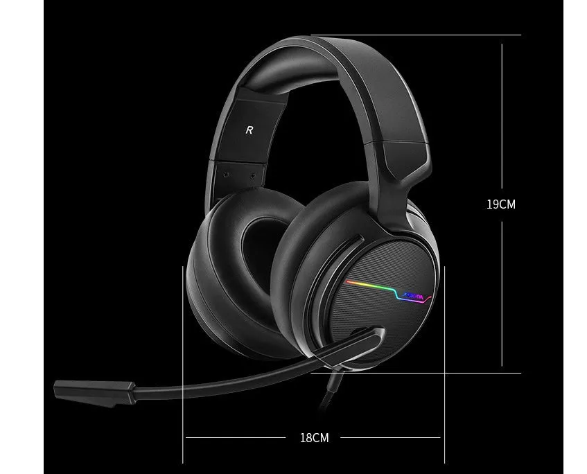 Siberian V20 gaming headset in black plastic with 50mm speaker and 7-colour light vibration