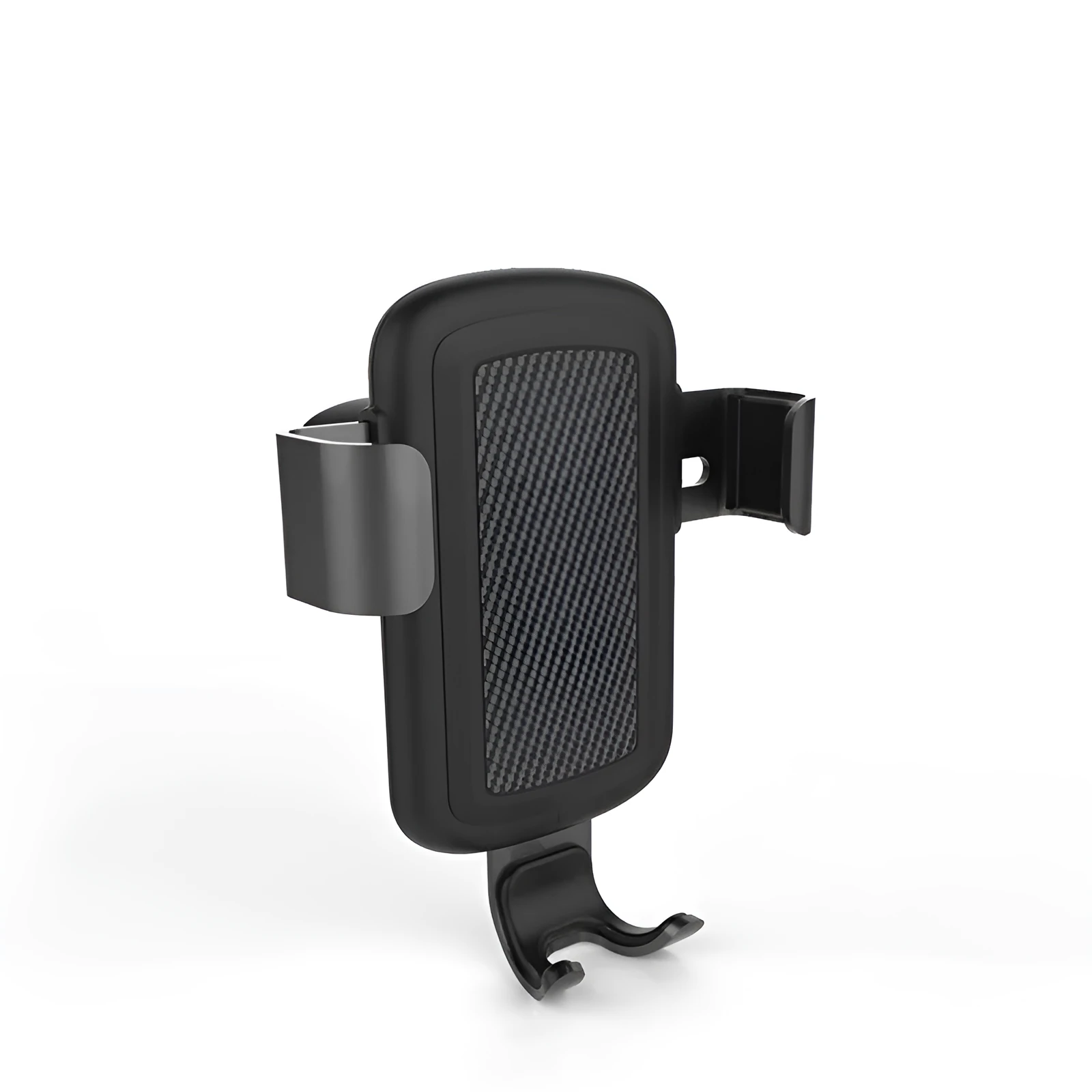 Black car wireless charger made from PVC and magnesium aluminium alloy on a car dashboard