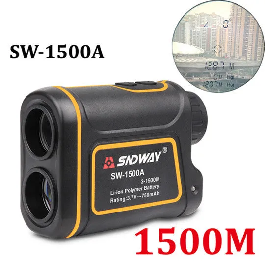 Handheld golf rangefinder device showing compact design for outdoor distance measurement