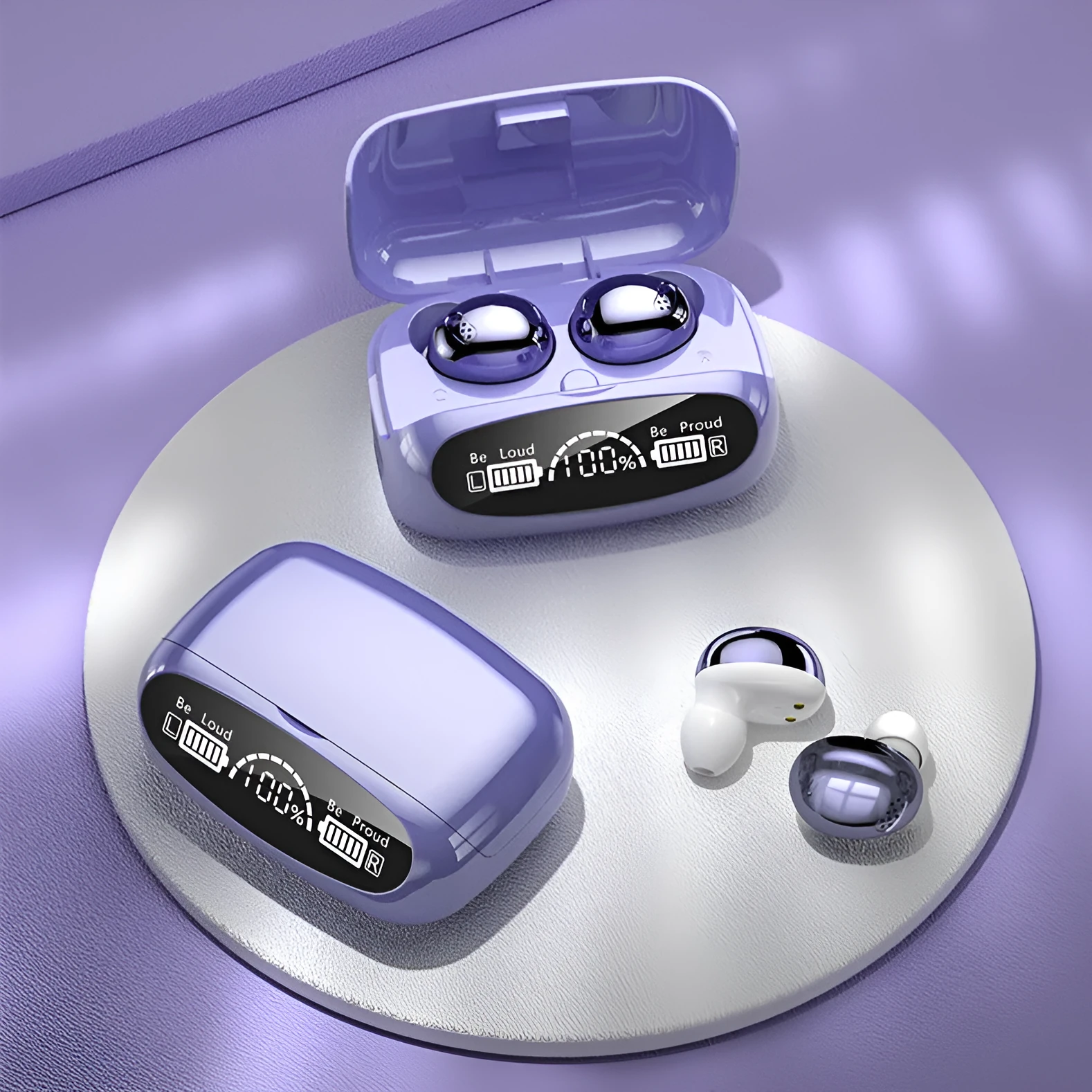 Low-latency Bluetooth headset in-ear gaming earbuds purple touch control
