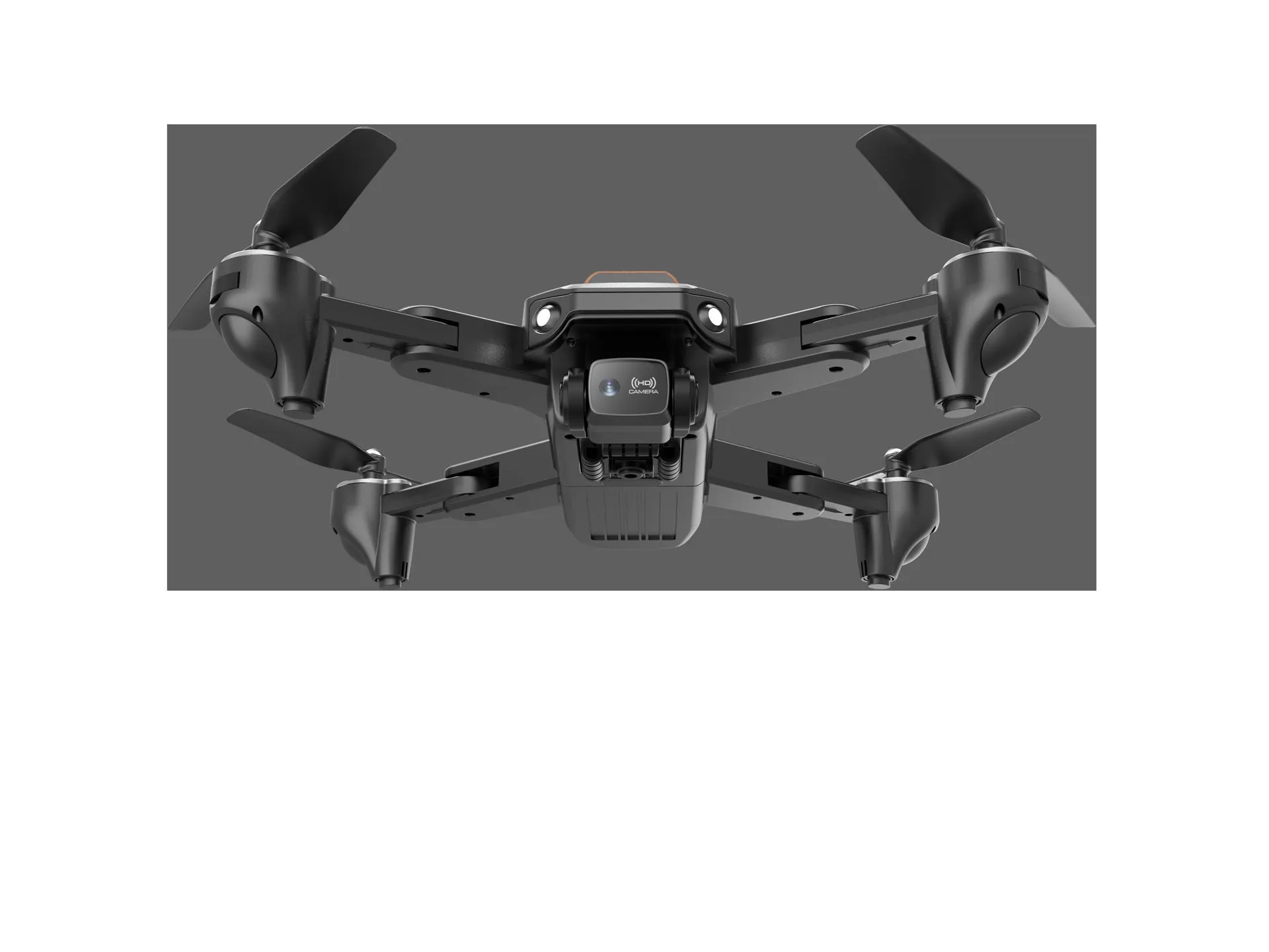 Quadcopter drone with 8K electric modulation lens and obstacle avoidance in black or orange colour