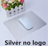 Alloy mouse pad 250x200mm in silver colour with smooth metal surface and non-slip base