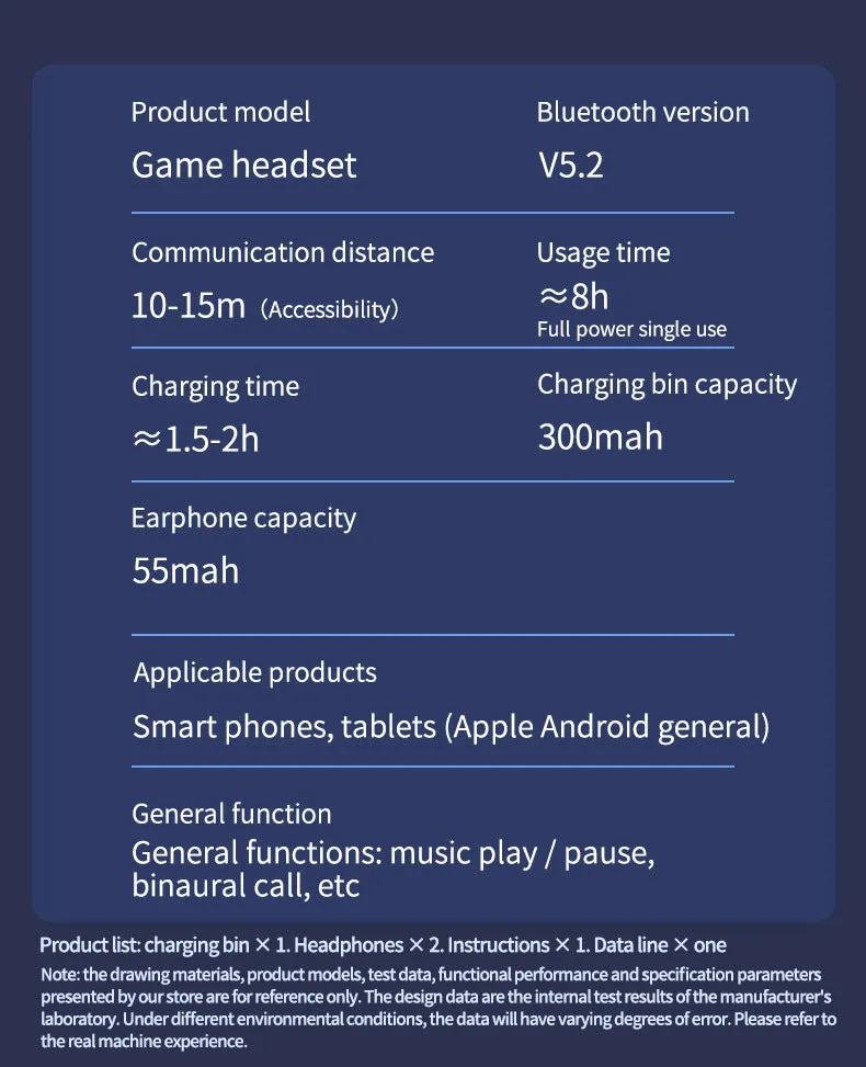 Black N35 wireless gaming Bluetooth headset with in-ear earplugs showing 10m range and noise reduction features