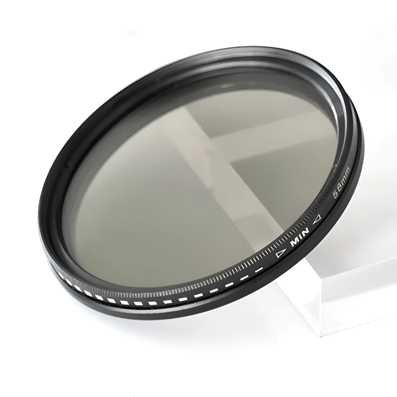 Adjustable camera ND filter with multiple thread diameters for light reduction and exposure control