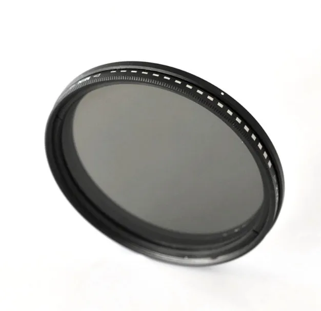 Adjustable camera ND filter with multiple thread diameters for light reduction and exposure control