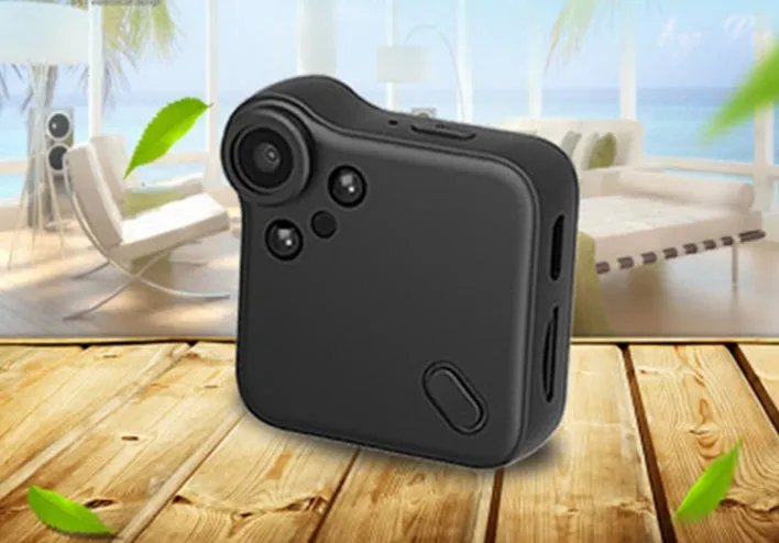 C1S 1080P HD night vision portable sports camera with WiFi remote in black, compact 40x40x14mm