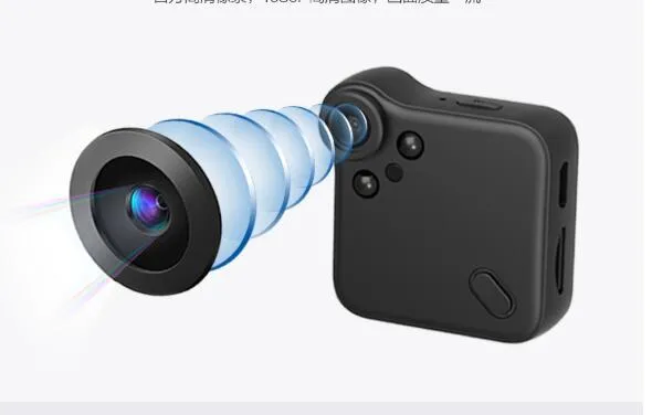 C1S 1080P HD night vision portable sports camera with WiFi remote in black, compact 40x40x14mm