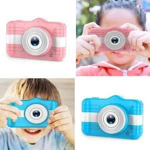 sky blue cartoon digital camera with 3.5 inch screen and anti-fall silicone case