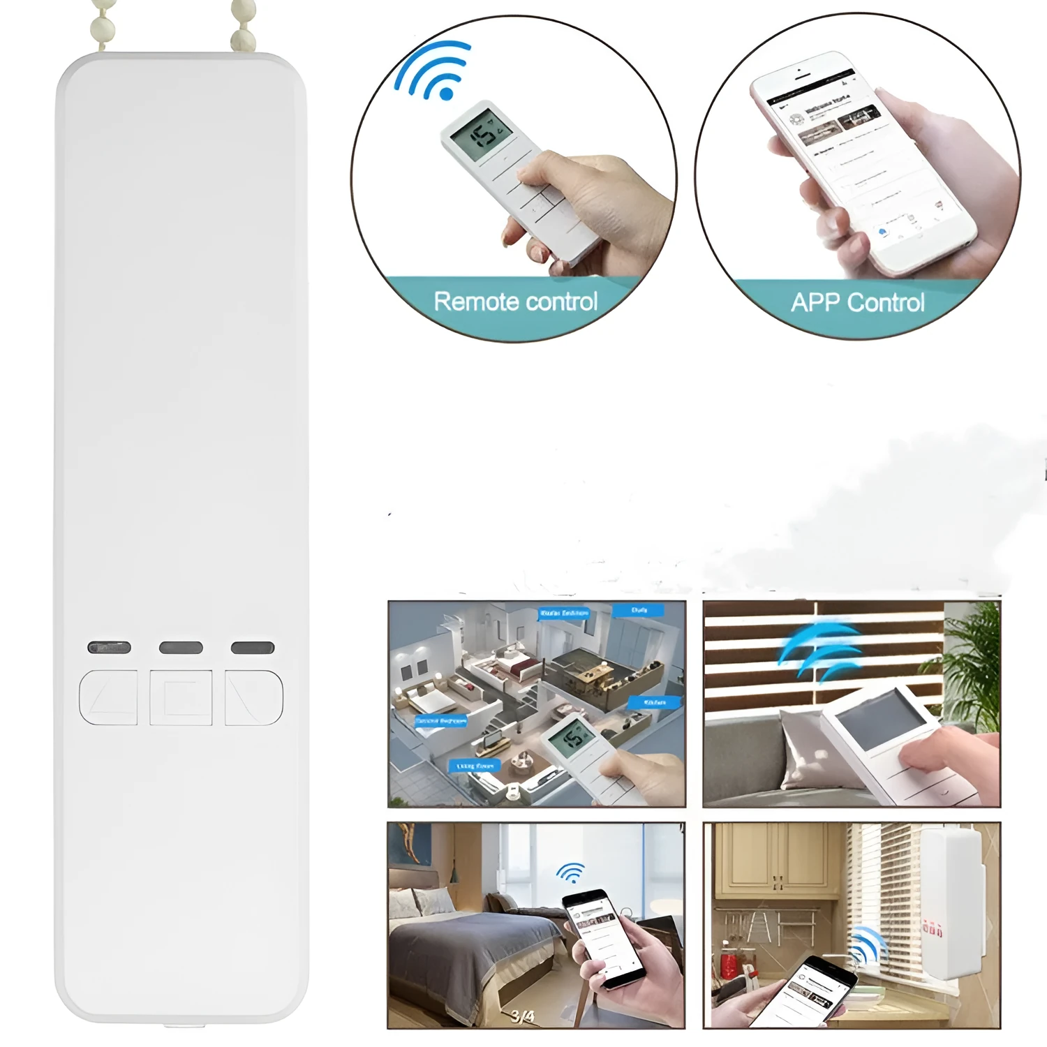 White plastic remote control smart curtain motor for automated window curtains