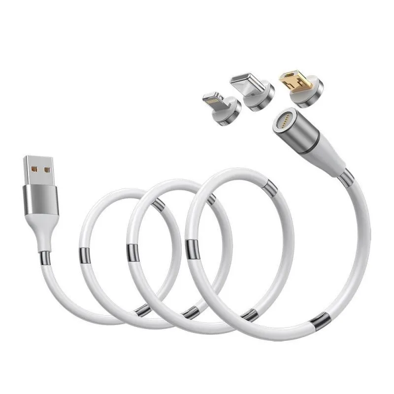 3A fast charging magnetic data cable with interchangeable heads, TPE material, black colour, 0.9 metres