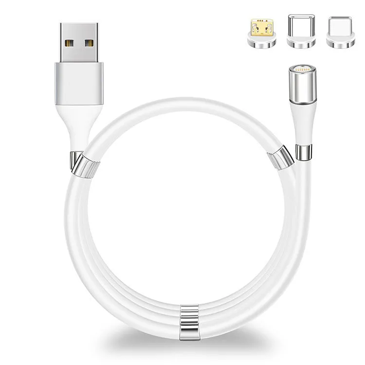 3A fast charging magnetic data cable with interchangeable heads, TPE material, black colour, 0.9 metres