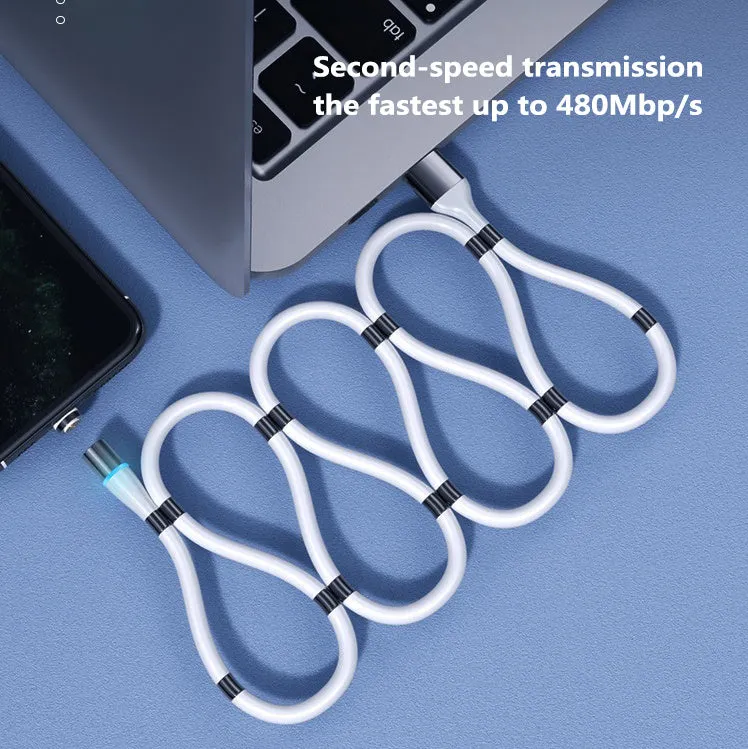 3A fast charging magnetic data cable with interchangeable heads, TPE material, black colour, 0.9 metres
