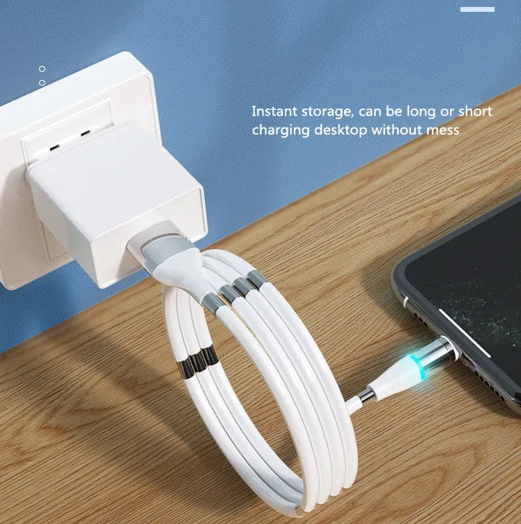 3A fast charging magnetic data cable with interchangeable heads, TPE material, black colour, 0.9 metres