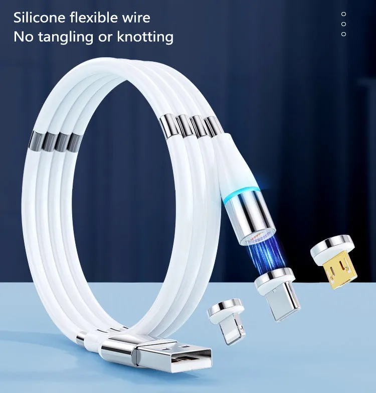 3A fast charging magnetic data cable with interchangeable heads, TPE material, black colour, 0.9 metres