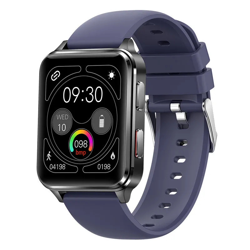 Multi-sport watch with tempered glass touchscreen showing health metrics on display