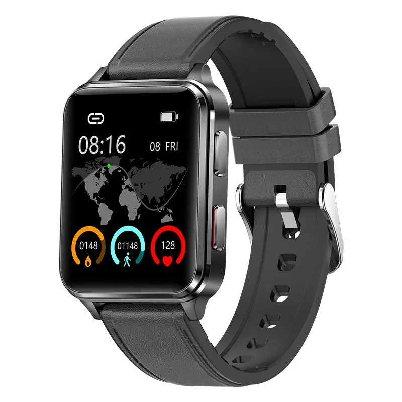 Multi-sport watch with tempered glass touchscreen showing health metrics on display