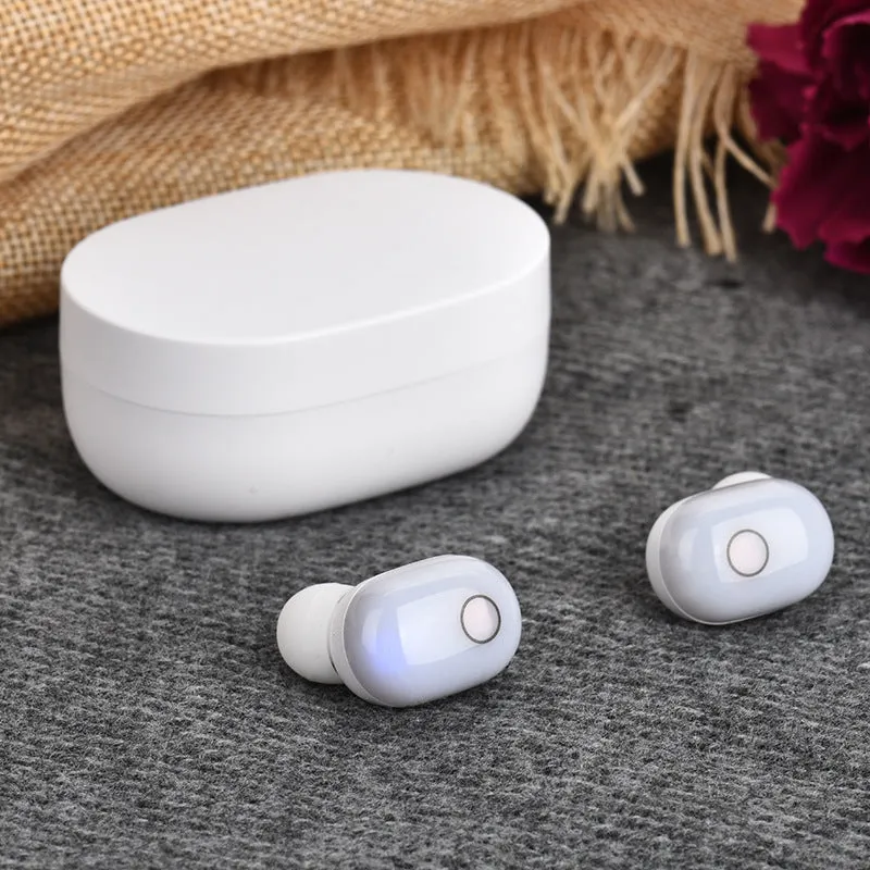 Wireless mini binaural headphones with charging case in black, Bluetooth 5.0, touch controls