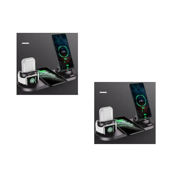Digital LED alarm clock with night light and magnetic wireless charger in black casing