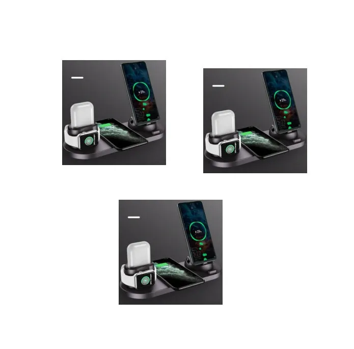 Digital LED alarm clock with night light and magnetic wireless charger in black casing