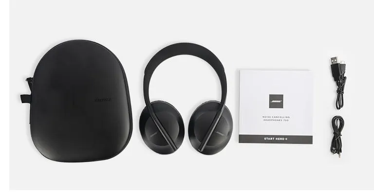 Wireless noise reduction bluetooth headset in Black with cushioned ear pads and adjustable headband