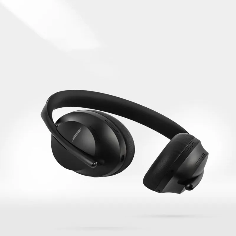 Wireless noise reduction bluetooth headset in Black with cushioned ear pads and adjustable headband