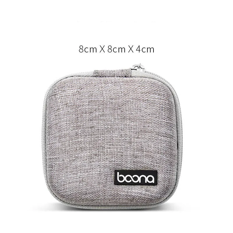 Portable anti-stress EVA earphone storage bag rectangular gray black