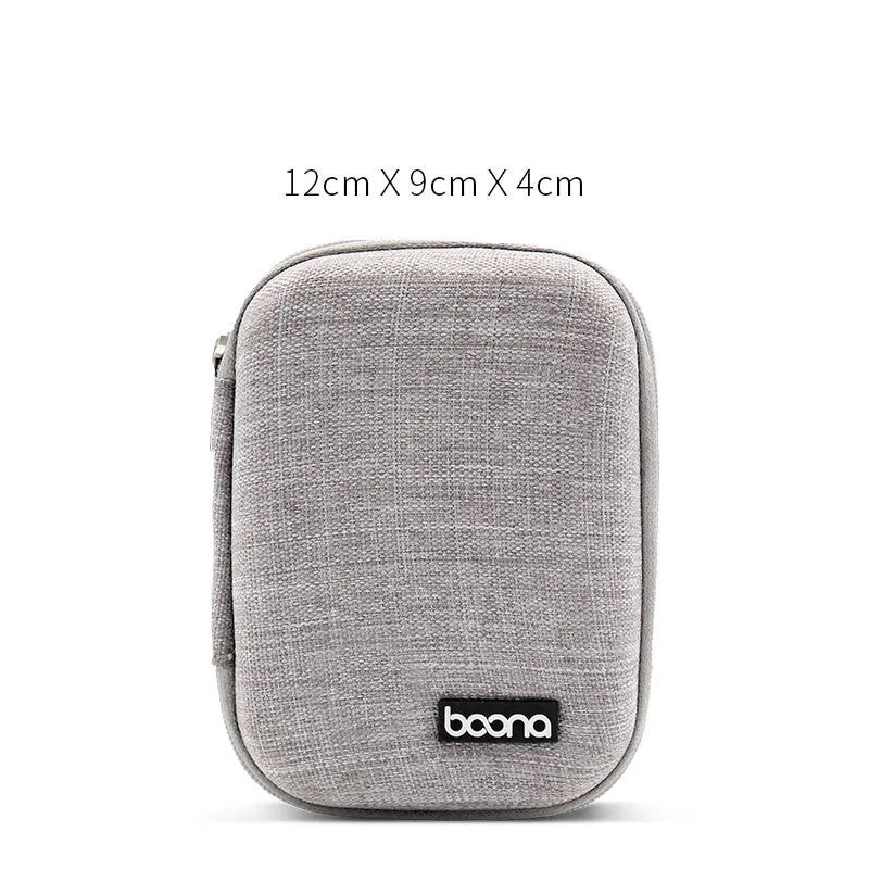 Portable anti-stress EVA earphone storage bag rectangular gray black