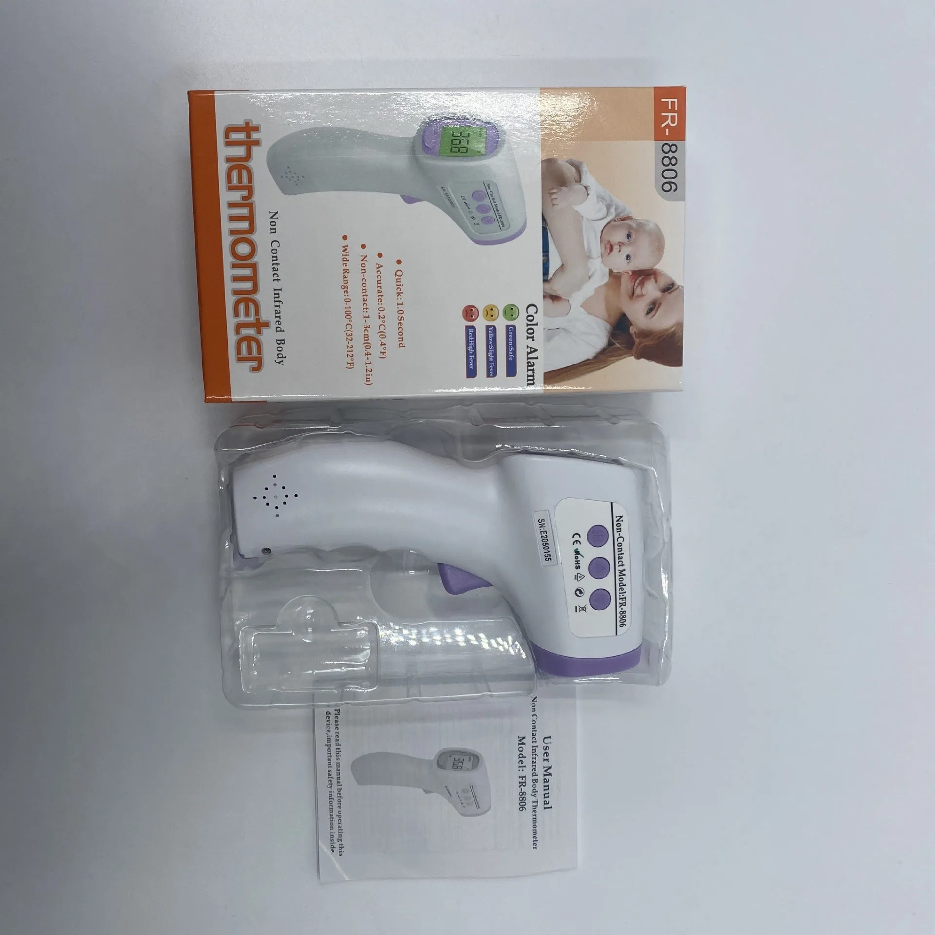 White infrared digital thermometer for non-contact temperature measurement with electronic display