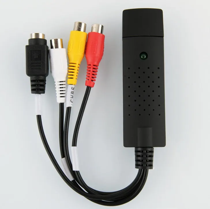 USB VHS to DVD converter with S-Video and composite inputs, 88mm x 28mm x 18mm, green LED