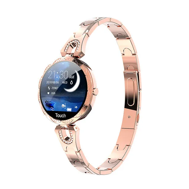 Women's smart bracelet with 1.08 inch HD LCD colour screen and heart rate monitor, IP67 waterproof fitness tracker