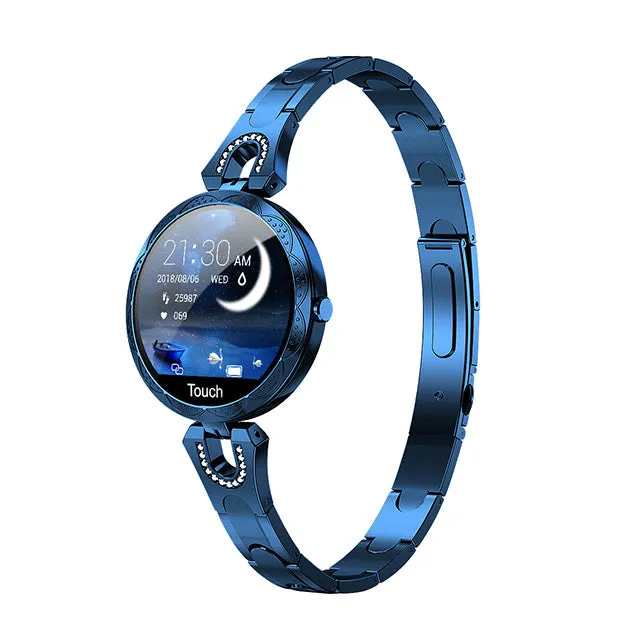 Women's smart bracelet with 1.08 inch HD LCD colour screen and heart rate monitor, IP67 waterproof fitness tracker
