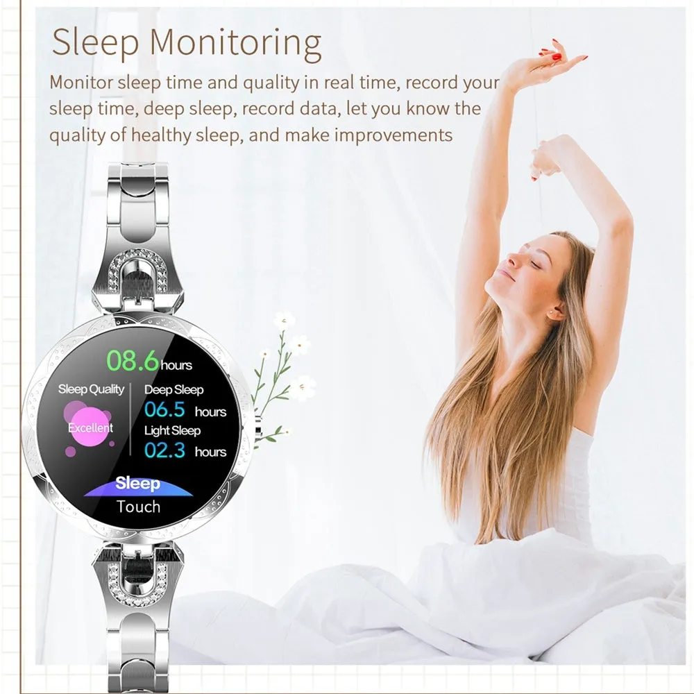 Women's smart bracelet with 1.08 inch HD LCD colour screen and heart rate monitor, IP67 waterproof fitness tracker